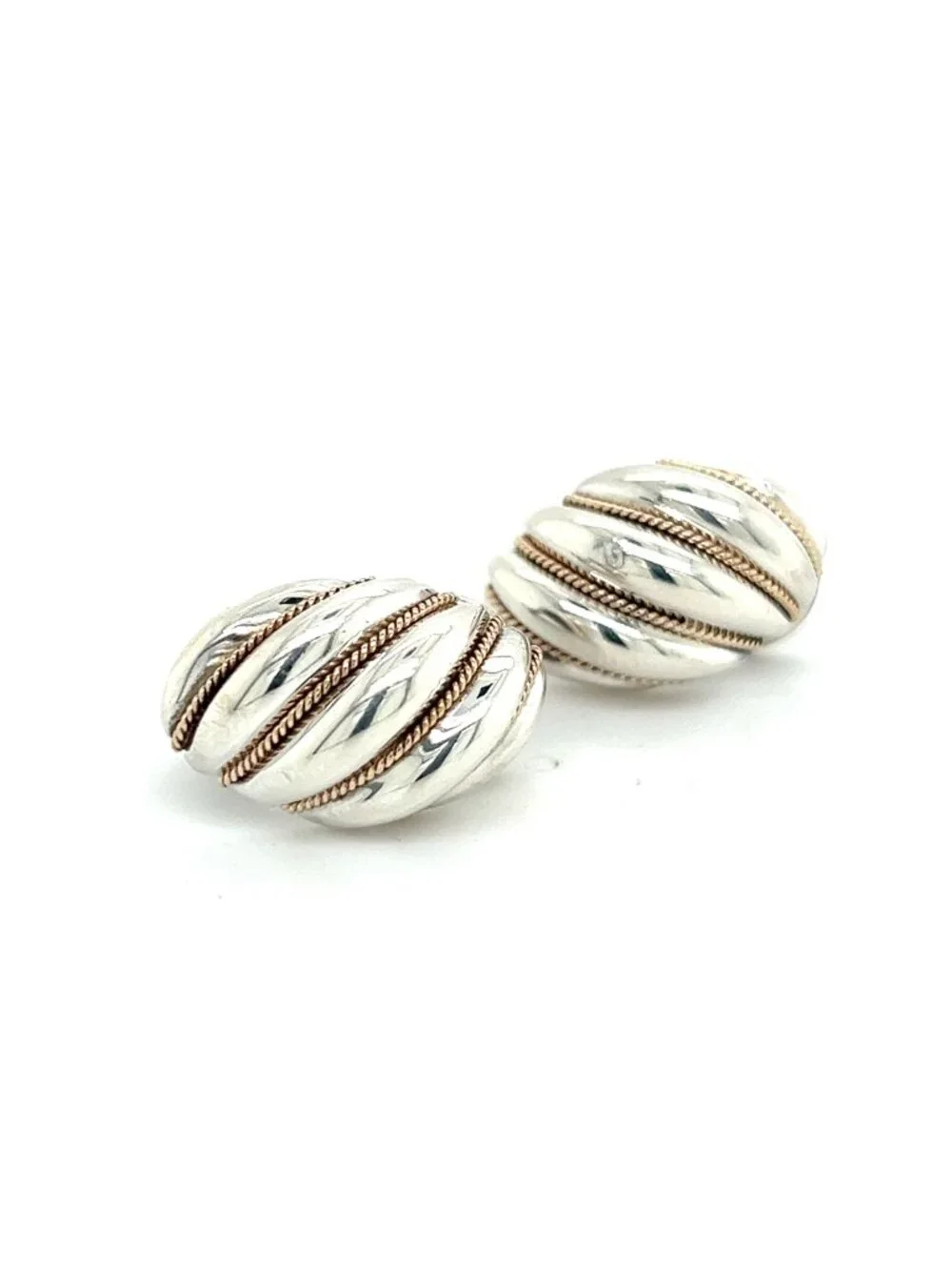 Tiffany & Co Estate Shrimp Earrings 18k Gold + Sterling Silver TIF996
